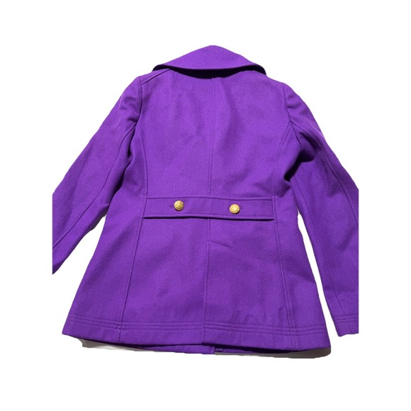 J Crew Pea Coat Double Breasted Purple Wool Gold Button Jacket Old Money Sz 4 - Picture 2 of 10